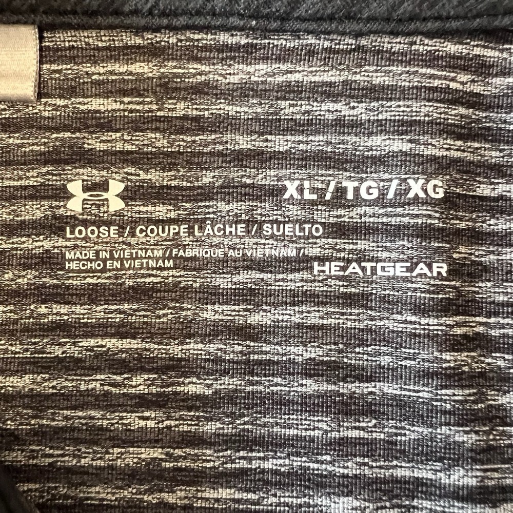 Under Armour Heat Gear Loose Fit Mens XL Dk GrayLt Gray Stripe Polo Golf Shirt‎ - Picture 4 of 5